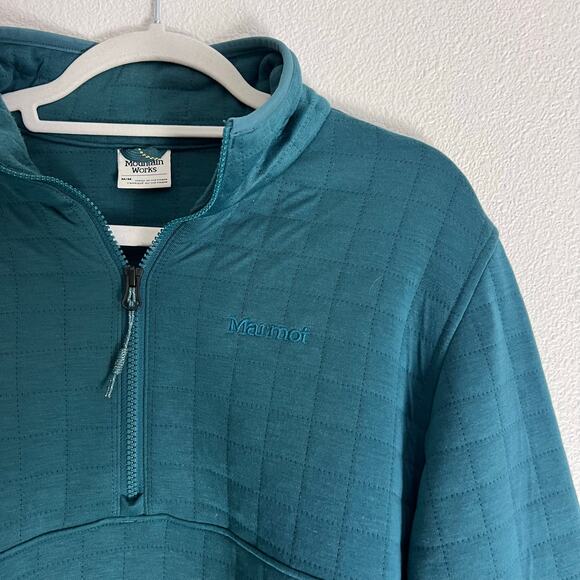 Marmot Men's Teal Half-Zip Crewneck Sweater - Picture 3 of 9